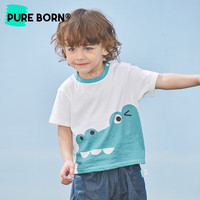 博睿恩（Pureborn）男宝宝T恤夏季新款婴幼儿t恤童趣可爱纯棉透气短袖上衣