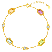 赛菲尔手链女彩金镶石小方糖莫桑多宝水晶送女友生日礼物