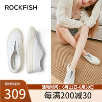 RockFish 防泼水一脚蹬渔夫鞋女软底2024春季懒人女鞋单鞋 条纹白 38