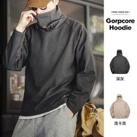 马登 MADEN工装 Gorpcore仿德绒连帽衫户外高领插肩袖忍者面罩卫衣男秋