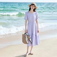 纯棉法式欧若风连衣裙2025夏季高级感气质荷叶边A字蓬蓬裙子