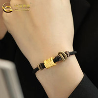 中国黄金(CHINA GOLD)黄金六字真言手链男女款足金箴言转运珠织手绳 挚爱礼盒+六字真言手链 约1g