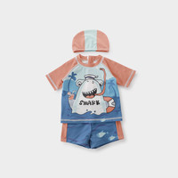 巴厘小猪儿童泳衣裤男童分体泳装小童夏季海晒速干男宝宝游泳套装 橙红 110