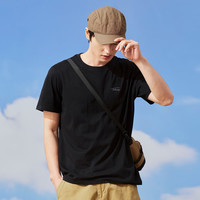 拓路者(Pioneer Camp)夏季短袖男纯棉圆领纯色t恤户外运动简约宽松打底男上衣宽松百搭 黑色 2XL