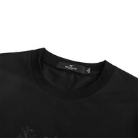 七匹狼短袖T恤男士夏季薄款抗菌面料短袖印花圆领短t休闲T恤男装 黑色（001) 4XL /190