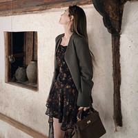 西遇五一出游吊带裙女2025年夏季海边度假风收腰印花连衣裙 咖色 XL (170)