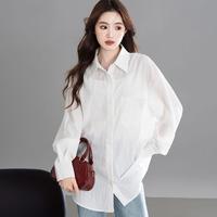 气质高级感时尚休闲衬衣女薄款宽松显瘦舒适外搭长袖上衣衬衫女
