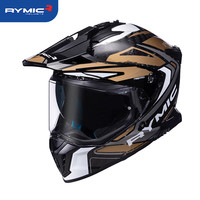 睿觅(RYMIC)摩托车碳纤维头盔拉力盔全盔3C认证专业机车骑行越野盔双镜片X60 黑金旅行者 S (适合头围55-56)