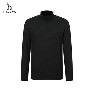 哈吉斯（HAZZYS）男款提花高领基本打底衫运动长袖T恤上衣  (100)