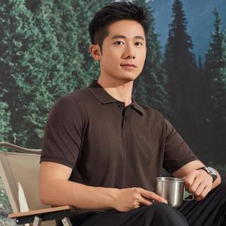 【莱赛尔天丝】夏季男士短袖针织衫凉爽纯色翻领t恤薄