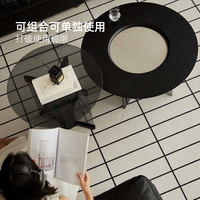 影形茶几圆形高级感客厅家用小户型现代简约茶台沙发边几一体组合 影形茶几（矮款）：70*70*40cm