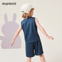 MQDMINI童装儿童套装男童短袖短裤两件套中小童运动服夏装宝宝 双面网眼套装蓝色 110