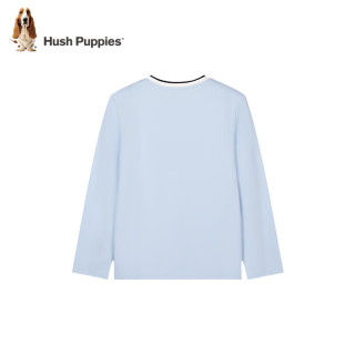 暇步士（Hush Puppies）【天丝系列】童装儿童男女大童秋款弹力舒适柔软经典长袖衬衫 冰晶蓝 110