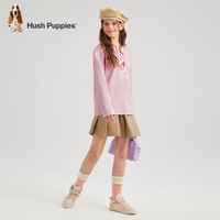 暇步士(Hush Puppies)【天丝系列】童装儿童男女大童秋款弹力舒适柔软经典长袖衬衫 蔷薇露 140