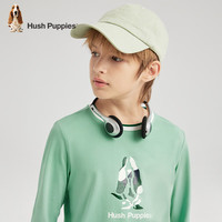 暇步士(Hush Puppies)【天丝系列】童装儿童男女大童秋款弹力舒适柔软经典长袖衬衫 海浪绿 140