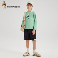 暇步士(Hush Puppies)【天丝系列】童装儿童男女大童秋款弹力舒适柔软经典长袖衬衫 海浪绿 130