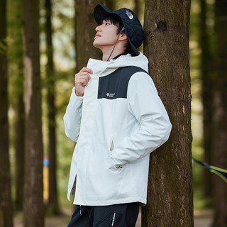 拓路者（Pioneer Camp）连帽防水夹克男春秋款拼色户外防风保暖外套男士宽松休闲春季男装