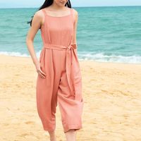 优衣库 UNIQLO 女装麻混纺连体裤背带裤477311