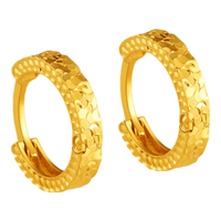 老庙黄金耳环足金碎碎金耳饰碎金金耳圈送老婆女友送妈妈生日七夕礼物 约2.2g