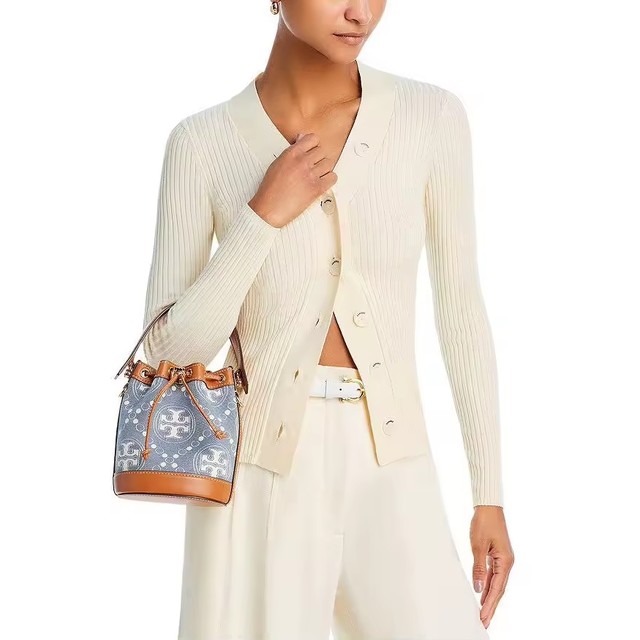 TORY BURCH T MONOGRAM系列 女士丹宁迷你水桶包