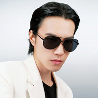 帕森偏光太阳镜型男经典蛤蟆镜驾驶墨镜 黑框黑灰片