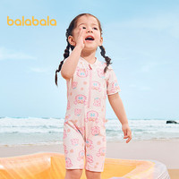 巴拉巴拉儿童泳衣男女童连体泳装户外防晒耐氯速干小童游男女宝泳装 粉章鱼-连体款-防晒UPF50+耐氯 100