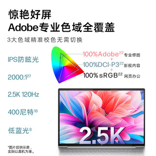  HP/惠普 2.5K屏 笔记本电脑  锐龙7 H 250 2560*1600 AMD核显 银色 120Hz 24GB