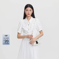 sdeer圣迪奥女装甜美翻领绣花泡泡袖衬衫S23260403 S/160