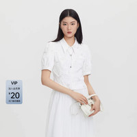 sdeer圣迪奥女装甜美翻领绣花泡泡袖衬衫S23260403 L/170