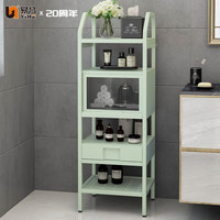 易合餐厅落地多功能层高可调置物架家用多层带抽屉书柜客厅收纳储物架 配件：层板 45*25*40cm 白色/绿色 白色