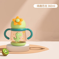 巴比象 bbet PPSU水杯儿童吸管杯喝水喝奶带手柄背带水杯360ml 萌趣恐龙