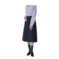 BAIC HOUE/百家好2024春季新款高腰口袋装饰开叉牛仔半身裙子女
