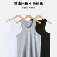 猫人男士纯棉背心运动打底内衣夏季薄款新疆长绒棉透气吸汗无袖 灰+白 XL 【120-140斤】