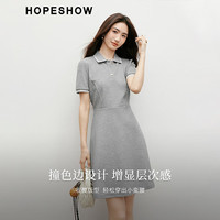 红袖学院风连衣裙2025春季新款女装收腰显瘦撞色POLO领休闲百搭小裙 050