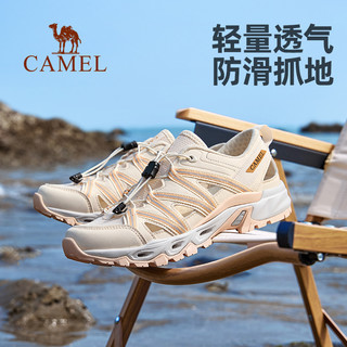 CAMEL骆驼雾荇溯溪鞋女士夏季透气涉水男防滑户外徒步鞋沙滩登山鞋 F15B303004，沙色/橙，男 38