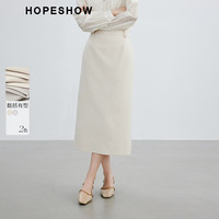 红袖奥莱夏季女装后开叉直身侧拉半身裙 浅灰052 XL