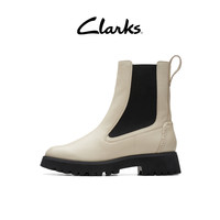 Clarks Stayso Rise女靴复古烟管靴英伦风切尔西靴粗跟中筒靴