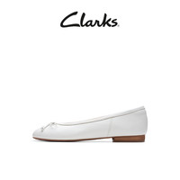 Clarks Fawna Lily女鞋夏季蝴蝶结仙女风银色芭蕾舞平底单鞋