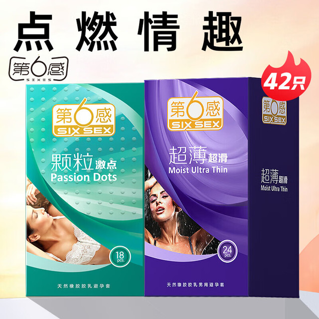 第六感 SIXSEX 超薄避孕套 情趣42只(超薄24＋大颗粒18)