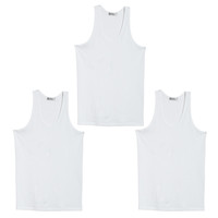 宜而爽背心男士纯棉运动汗衫宽松大码薄款细罗纹夏季全棉吸汗无袖CL802N 麻灰三件装(100%/90%棉) XXL(180/105)