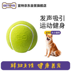 宜特 EETOYS 绿色网球狗狗玩具趣味发声柔软可水洗洁齿球互动宠物用品