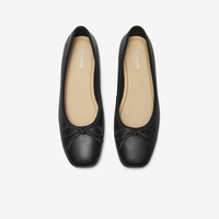 Bata浅口单鞋女2025春季羊皮通勤芭蕾舞百搭单鞋25123AQ5 黑色 38