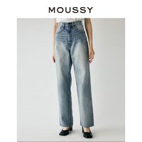 【明星同款】MOUSSY夏季高腰减垮直筒水洗牛仔裤010HSS11-0330