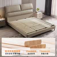 慕思 DeRUCCI店真皮床悬浮床主卧床现代简约实木慕斯轻奢床双人床 齐边款 (高级灰色)+床头柜*1 1500mm*2000mm