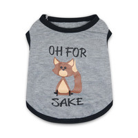 涵瑶伊笑 宠物用品小狗狗猫咪服装棉灰色宠物棉透气背心批发泰迪衣服春夏装 灰色卡通狐狸 L（建议8-12斤内）