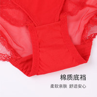 夏娃秘语内裤女纯棉档里布轻薄透气舒适亲肤中腰性感蕾丝女士三角内裤 黑色 (E062) 1条 M