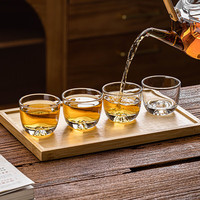 乐唯诗轻奢水晶玻璃扳指杯单杯高档主人杯茶杯男士高端玻璃杯茶具二两白 观山拇指杯【金色】 110ml 4只