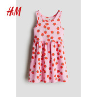 H&M童装女童裙子2025夏季洋气可爱无袖圆领印花微喇裙1157735 白色/花卉 150 150/76 (10-12Y)