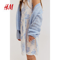 H&M童装女童裙子2025夏季洋气可爱无袖圆领印花微喇裙1157735 橘粉色/草莓 120 120/60 (4-6Y)