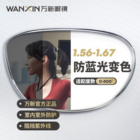 万新防蓝光变色镜片变灰非球面近视眼镜 来镜加工(详情客服) 灰变-1.60